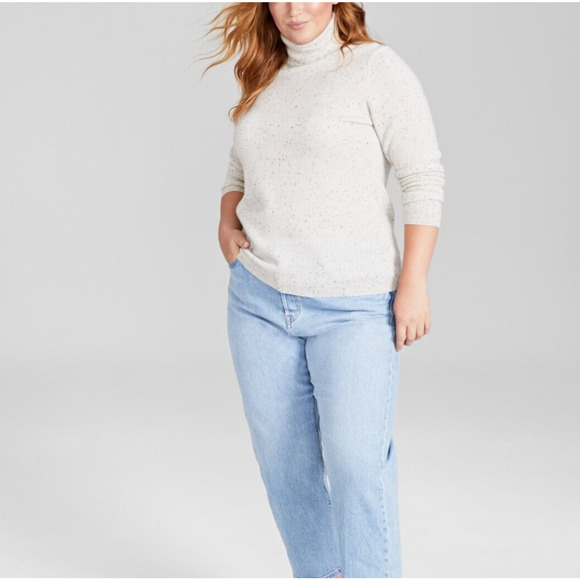 Charter Club Plus Size Cashmere Turtleneck Sweater Blanco Crema Size 1X - Picture 1 of 5